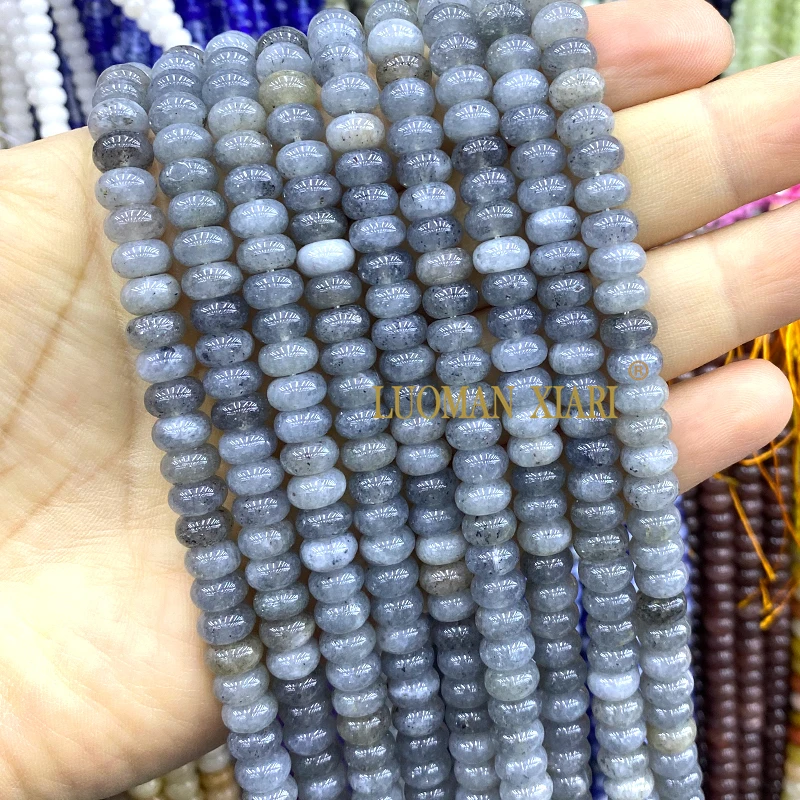 Natural Stone Rondelle 5x8MM Grey Purple Jade Chalcedony Loose Spacer Bead for Jewelry Make Diy Bracelet Charms Accessories image 4