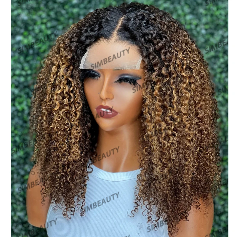 Caramel Brown Blonde Ombre Deep Part 13x6 Lace Front Human Hair Wigs for Black Women Glueless 200Density Cheap T Part Daily Wigs