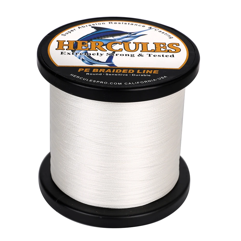 Hercules Fishing Line PE Braided Multifilament White Fishing Cord Strong 4 Strands Fishing Lin100M 300M 500M 1000M 1500M 2000M