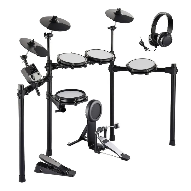 

SucceBuy Electric Drum Set 32 Drum Kits & 480 Sounds, USB MIDI Supported 8 / 10 in Quiet Mesh+10 in Cymbals Drum Sticks Easy Use