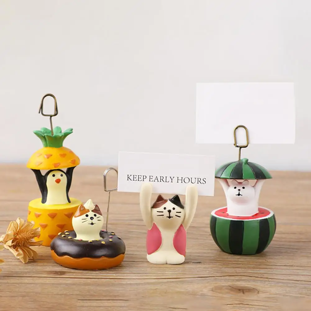 

Business Card Holder Resin Cartoon Memo Holder Desktop Paper Clip Stand Organizer Office Desk Notes Card Photo Display Accessory