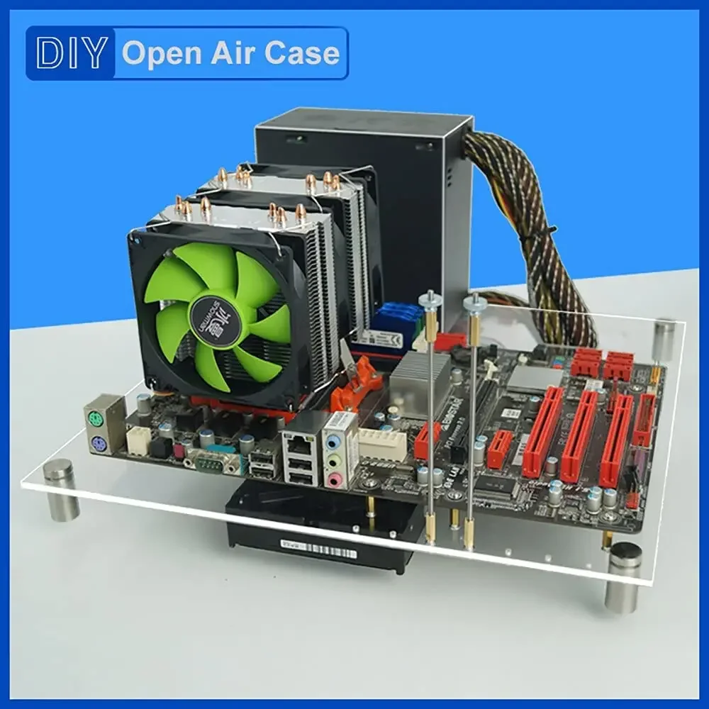 PC Open Chassis Computer Heat Dissipation Case Acrylic MATX Motherboard Test Bench Platform DIY Computer Case with Dust Cover