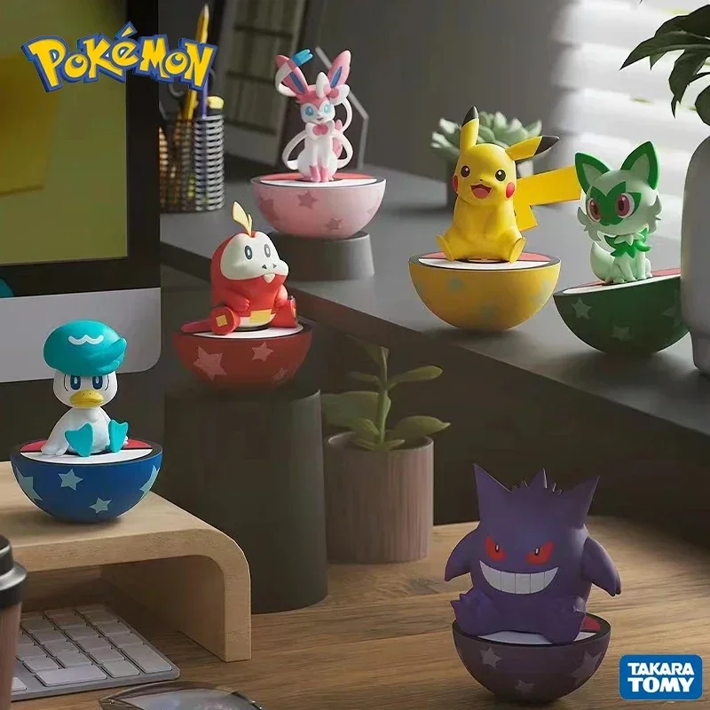 Official Pokemon Wobble Figures Pikachu Gengar Sylveon Sprigatito Collectible Desk Decor Set Licensed Pokemon Merchandise Gift