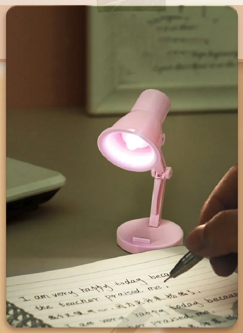 Mini lámpara de mesa con Clip, luz de libro Plegable, portátil, luz LED cálida, protección ocular, pequeña