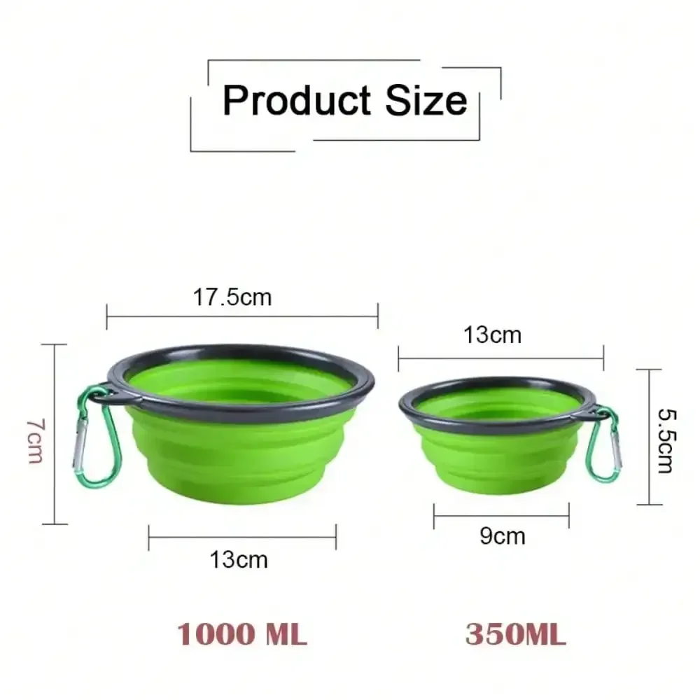 2026 Folding Portable Silicone Dog Feeder Bowl 2 In 1 Pet Dispenser Outdoor Travel Dog Cat With Carabiner Bottle Food Water Container image 2