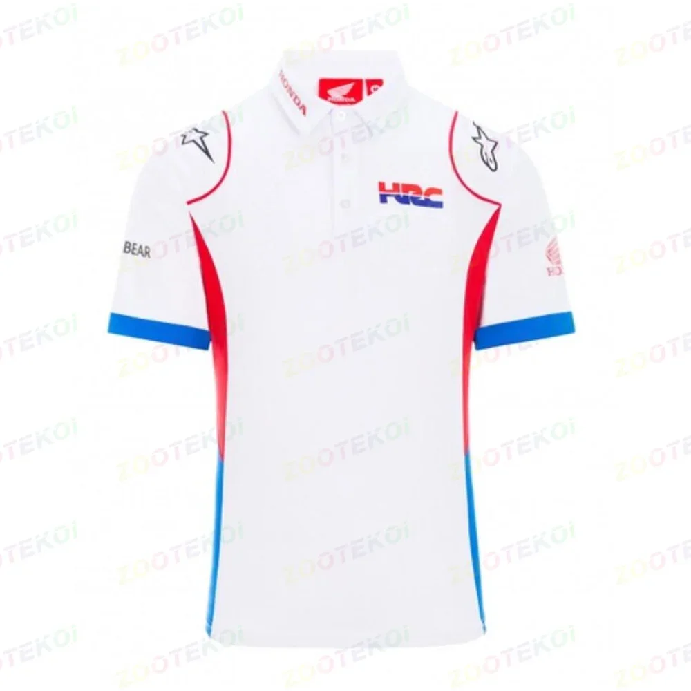 Moto For Hondaful HRCful Repsol Racing Team Polo Shirt Motorcycle Ride White/Blue Summer Men's Quick Dry Breathable Do Not Fade