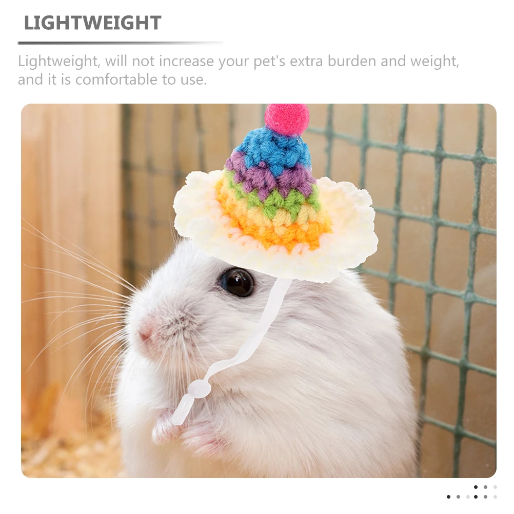 

4pcs Mini Pet Hats Cute Tiny Animal Hat Decorative Hamster Cap Knitted Small Pet Headwear Christmas Party Photo Prop For Birds