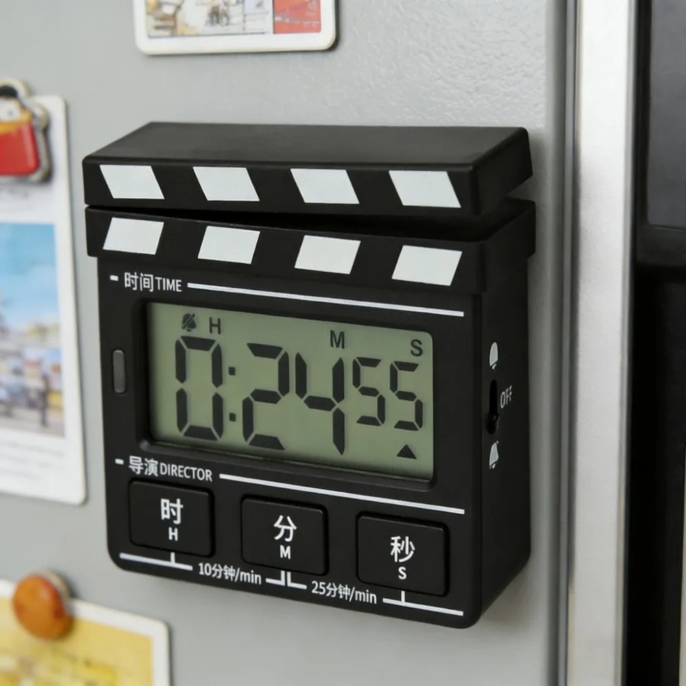 Electric Movie Clapper Board Timer Vintage Silence Countdown Reminder Alarm Clock Creative Multifunctional