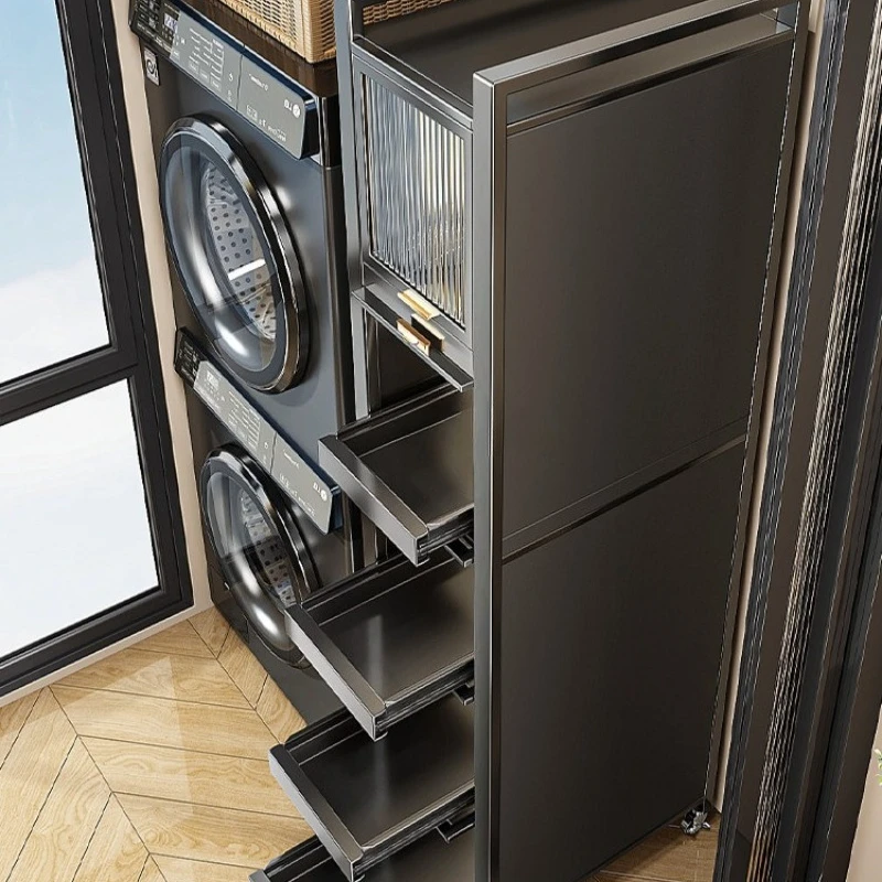 

Washing machine rack balcony crack storage cabinet gap narrow side side