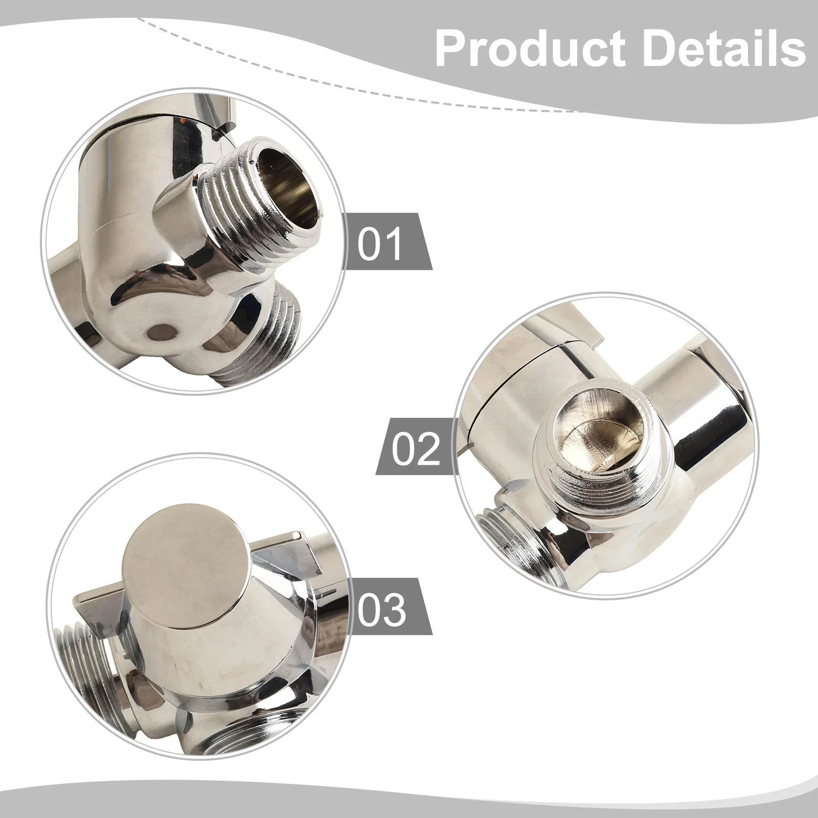 3 Way Shower Diverter Valve with G1/2 Threaded T Adapter for Tap and Shower Hose Splitter for Enhanced Water Flow Switching