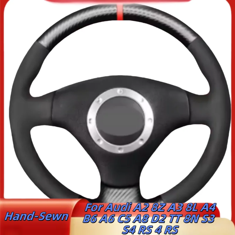 

Car Steering Wheel Cover Hand-Sewn Genuine Leather For Audi A2 8Z A3 8L A4 B6 A6 C5 A8 D2 TT 8N S3 S4 RS 4 RS Car Accessories
