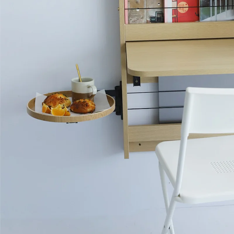 Creative wall hanging Sofa side table foldable wooden corner table bedside tables telescopic coffee table living room furniture image 5