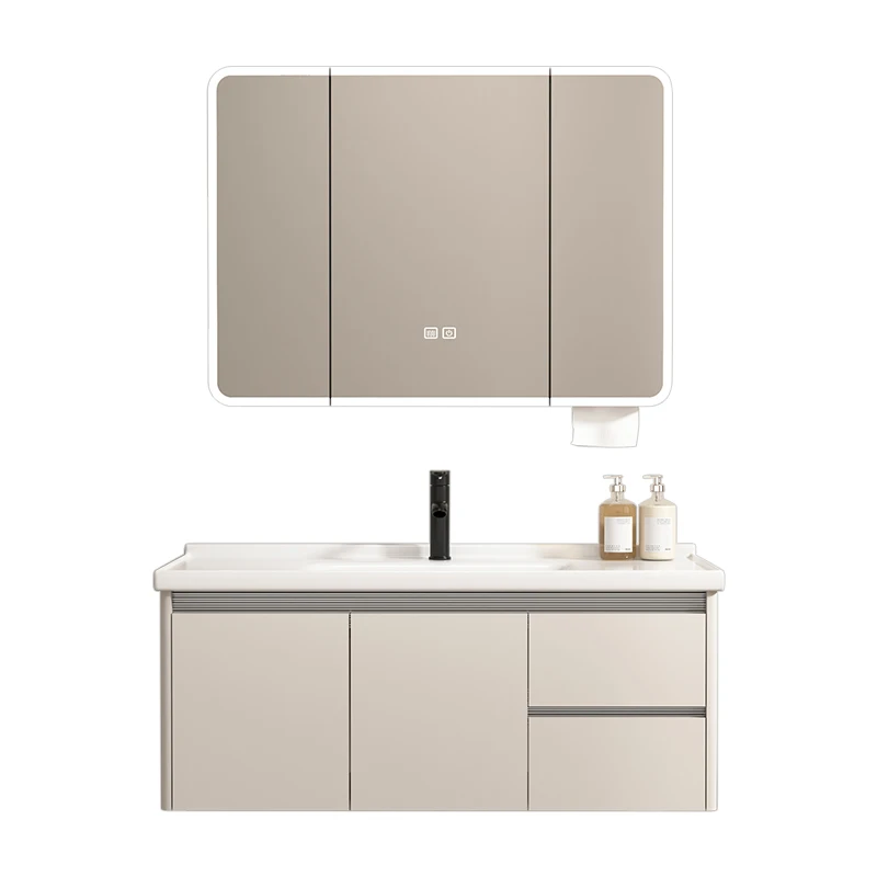 Cream wind, space aluminum honeycomb, bathroom cabinet, combination, ceramic, integrated, washstand