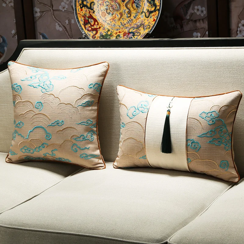 

Chinese Embroidery Pillows Lucky Cloud Cushion Case Retro Art Room Decorative Pillow Cover For Sofa Chair Home Decorations