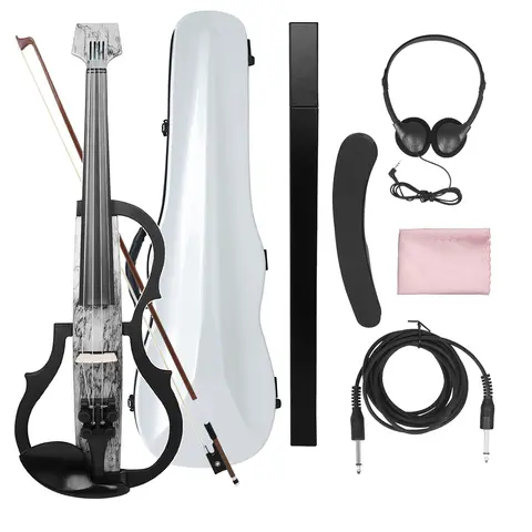 Violín eléctrico profesional 4/4, violín de carbono sin cabeza con arco, Cable para auriculares, reposabrazos, funda de transporte, accesorios