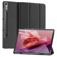 DUX DUCIS Domo Series PU Leather Smart Case for Lenovo Tab P12 , Tri-fold Stand Auto Wake / Sleep Tablet Cover - Black