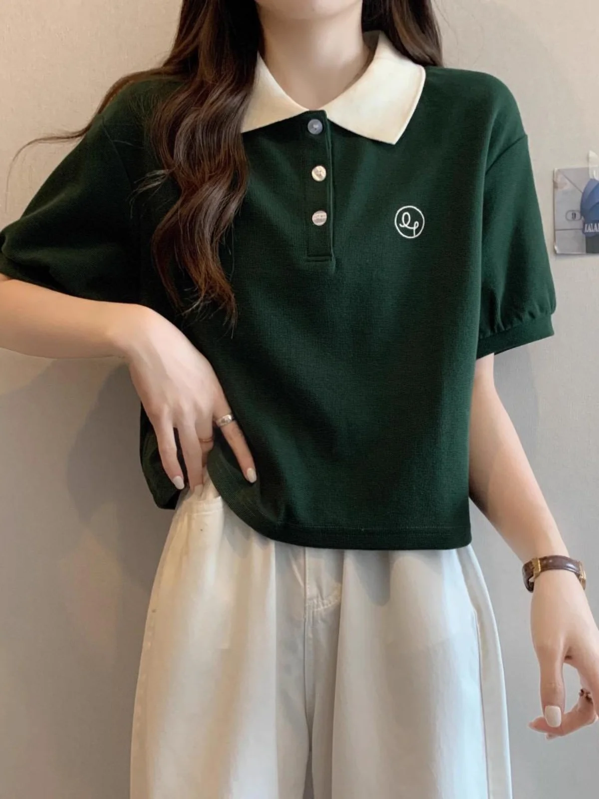 Summer New Style  Shirt T-Shirt Short Sleeve Women's plus Size Cover up Top Cute School Style Casual Loose Fit Chinese Brand