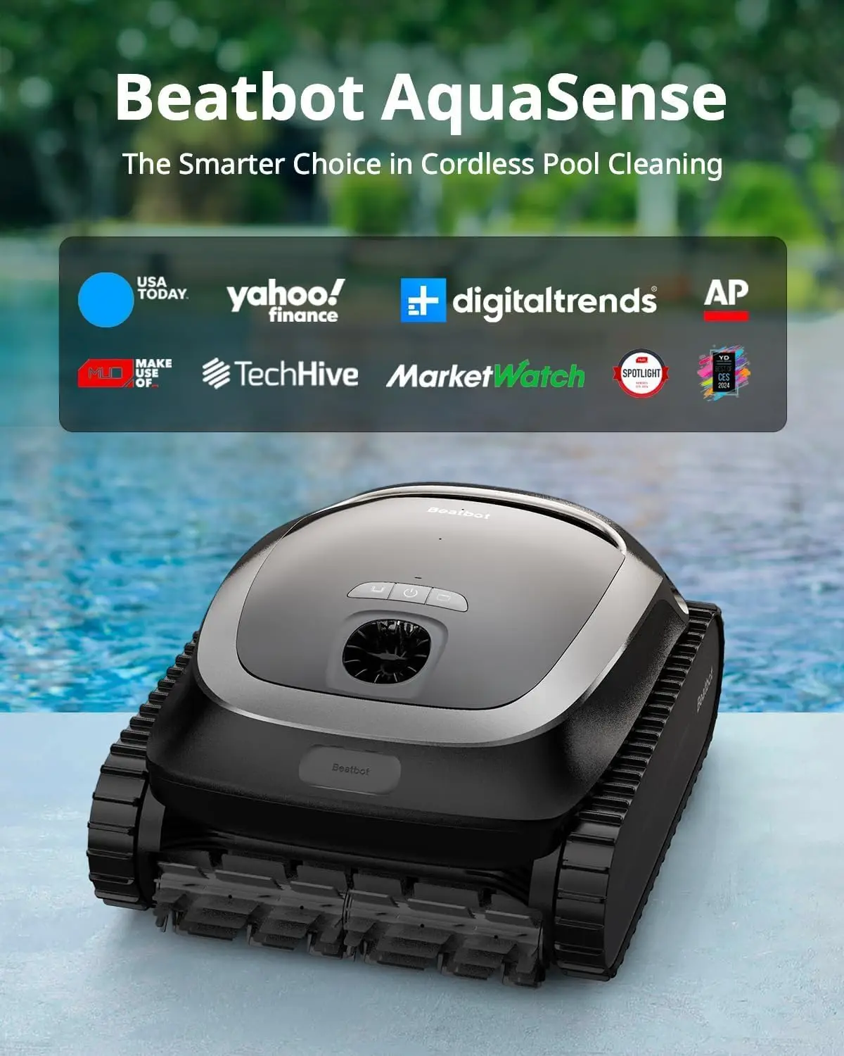 

AquaSense Cordless Robotic Pool Vacuum Cleaner -Path Opimization, Cleans Floor, Walls, and Waterline, Above & In-Ground Pools