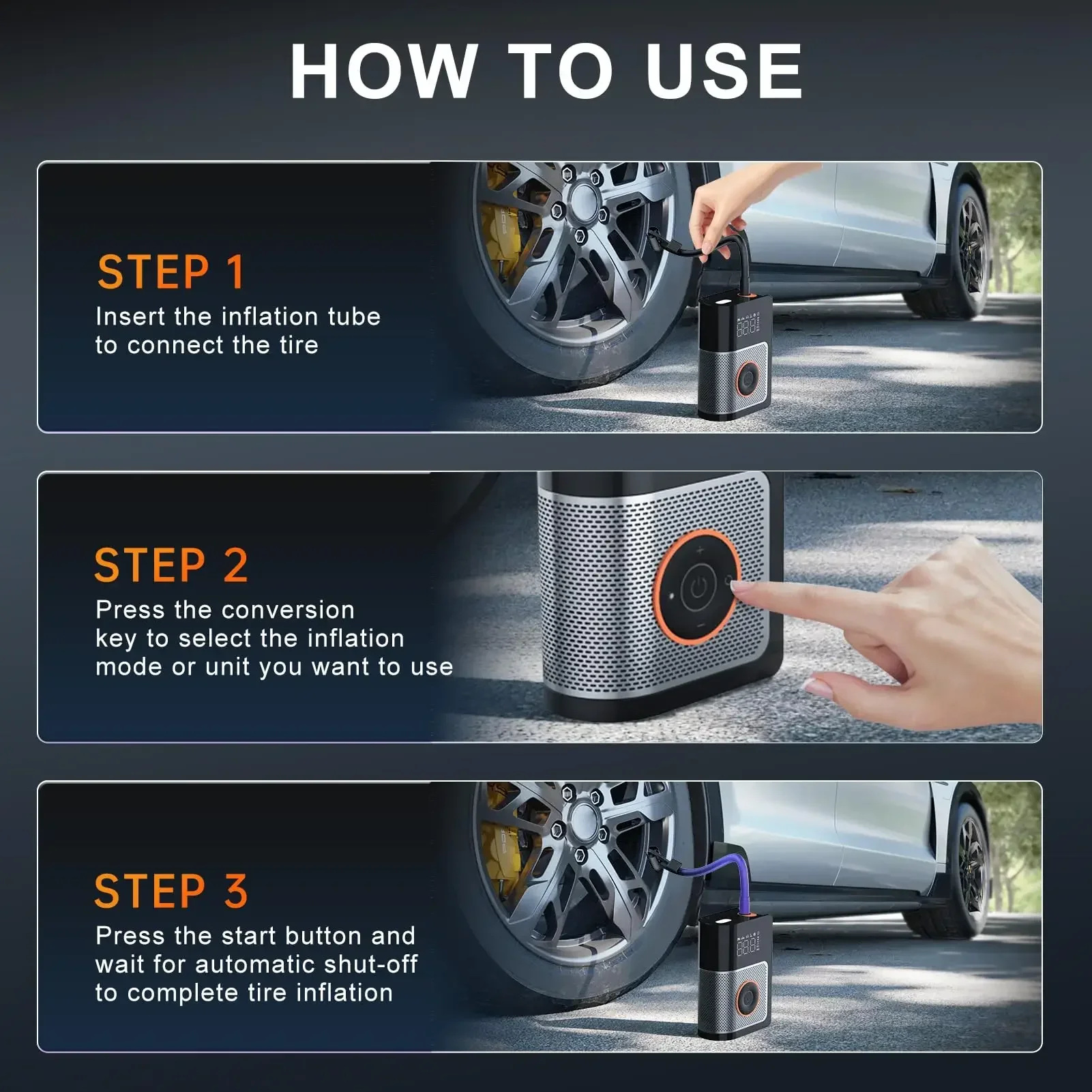 Pompa gonfiabile wireless per compressore d'aria portatile da 120 W Pompa di aria portatile Gonfiatore per pneumatici digitale per palline da bicicletta per auto