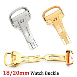 18mm 20mm Universal Folding Watch Buckle Stainless Steel Replacement Black Metal Clasp for Leather Strap Easy To Install