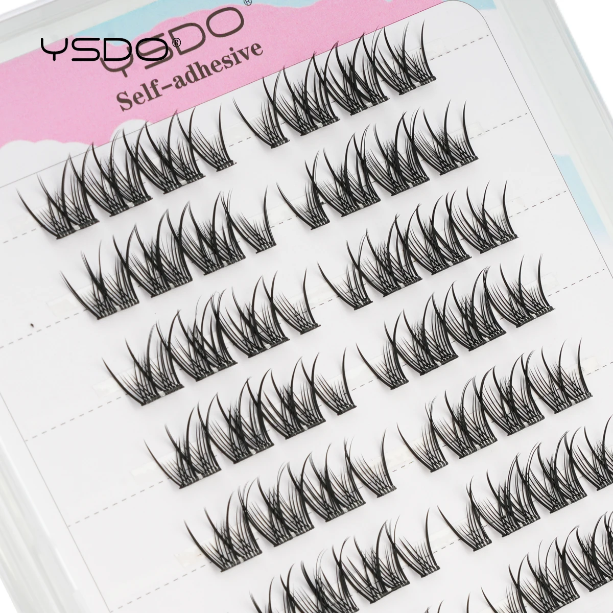 YSDO Selbstklebende Wimpern, 10 Reihen, DIY, natürliche Cluster-Wimpern mit Pinzette, kein Kleber erforderlich, individuelle Wimpernverlängerung, wiederverwendbar – Detail 21