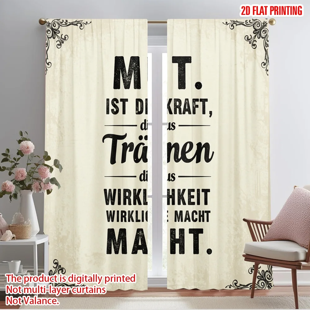 

2pcs 2D flat printing Scene Curtains Courage Dreams Reality Makes Polyester Without Electricity Party Decorations for Holiday