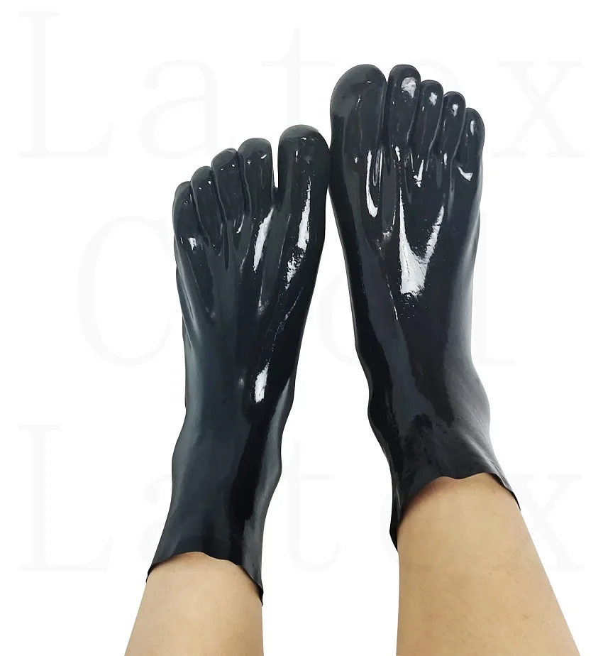 Natural black ankle short  toe 100%latex 100%rubber socks size s-xl 0.4mm Special price manual customization