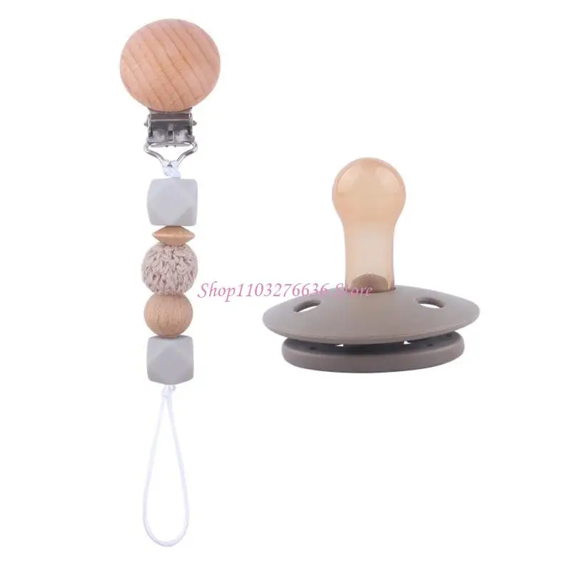 R6FD BPA Silicone Baby Nipple with Pacifier Chain Clip Pacifier Nursing Teether