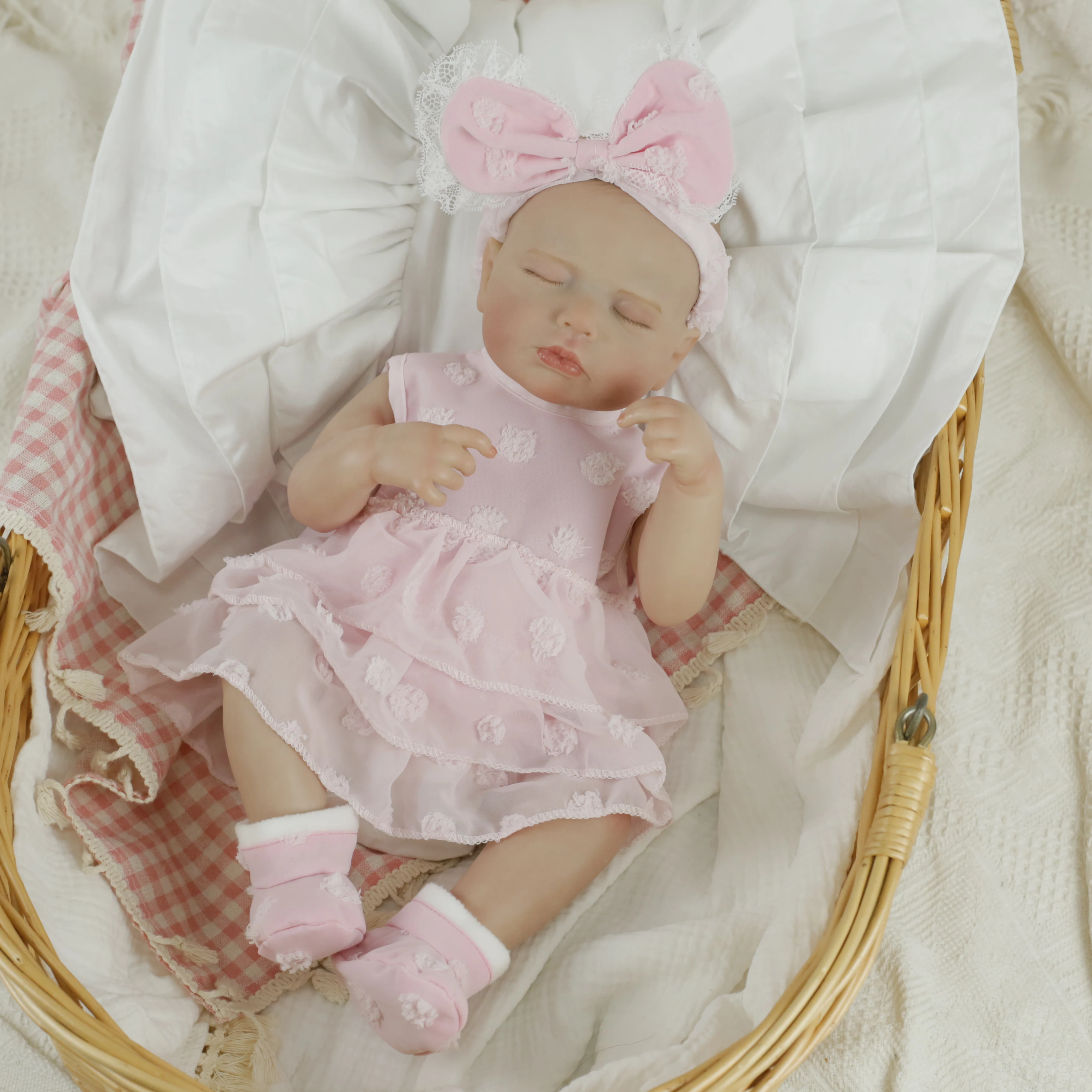 Muñeca bebé Reborn de vinilo de silicona de cuerpo completo de 18 pulgadas Loulou con pelo pintado realista hecho a mano para niños regalo de Navidad
