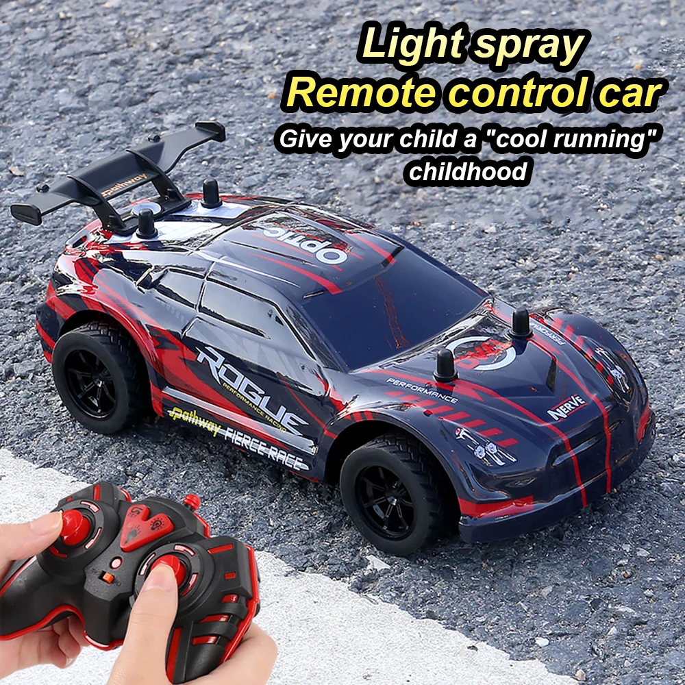 2.4GHz RC Car GTR Spray Light Toy Radio Remote Control Racing Buggy 4WD Drift Climb Off-road Gift Model Vehicle For Kids Gifts