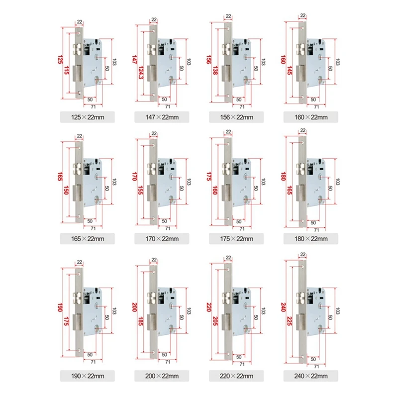 corpo de bloqueio metal fechadura eletronica corpo 5050 mortise para tuya reconhecimento facial impressao digital fechadura da porta inteligente aco inoxidavel 5050 01