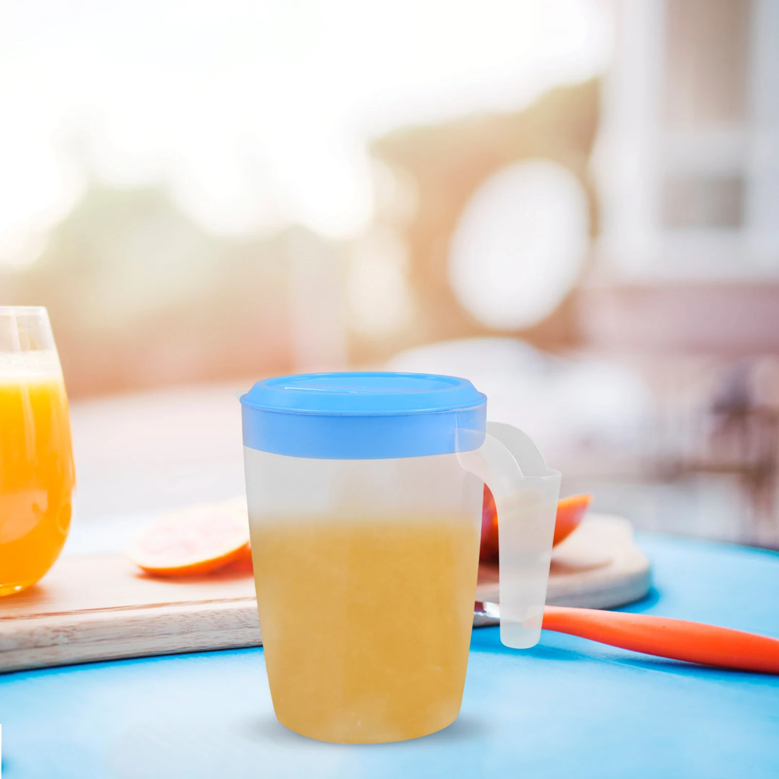 

Cold Water Pitcher 1L Blue Round Lid PP Material Juice Tea Beverage Storage for Home Office Restaurant Kitchen Travel