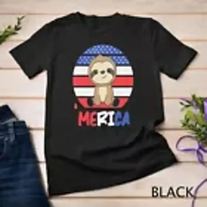 Merica Funny Sloths 4th Of July American Flag Fault T Shirt Unisex T shirt