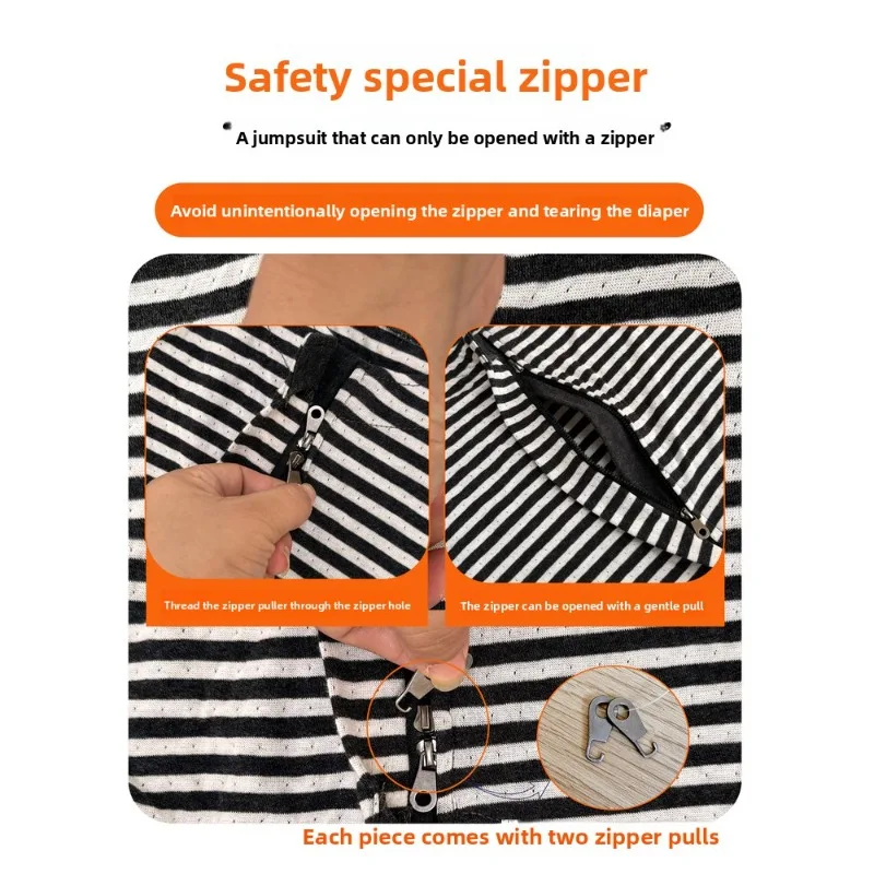 Adults Zip Up Jumpsuit Lockable Zippers Cotton Full Body Romper Special Needs Anti Pulling Comfortable Winter Wear Easy Diaper