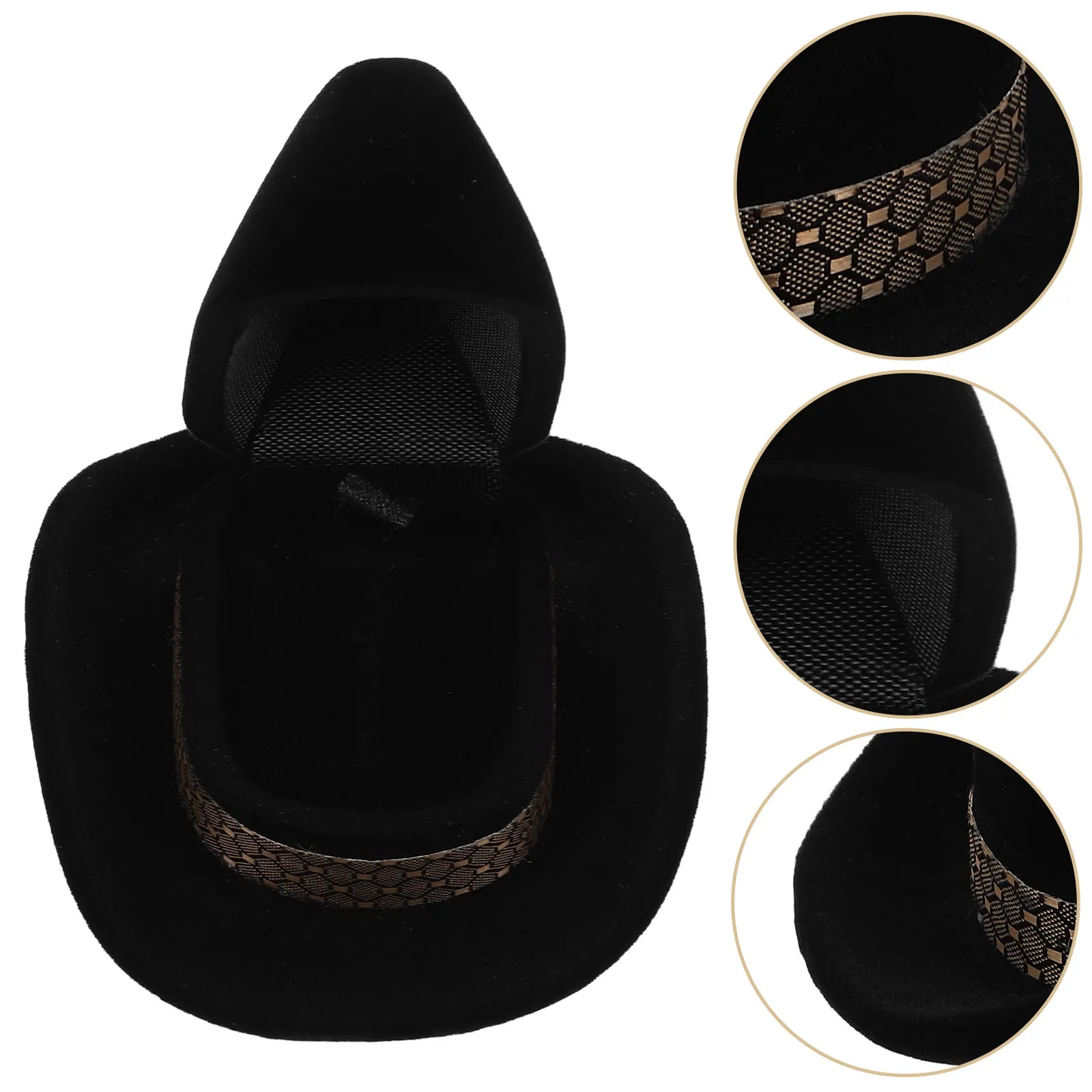 Western Cowboy Hat Jewelry Box Decorative Ring Case for Wedding Engagement Necklace Earring Holder Mini Vintage Jewelry Box