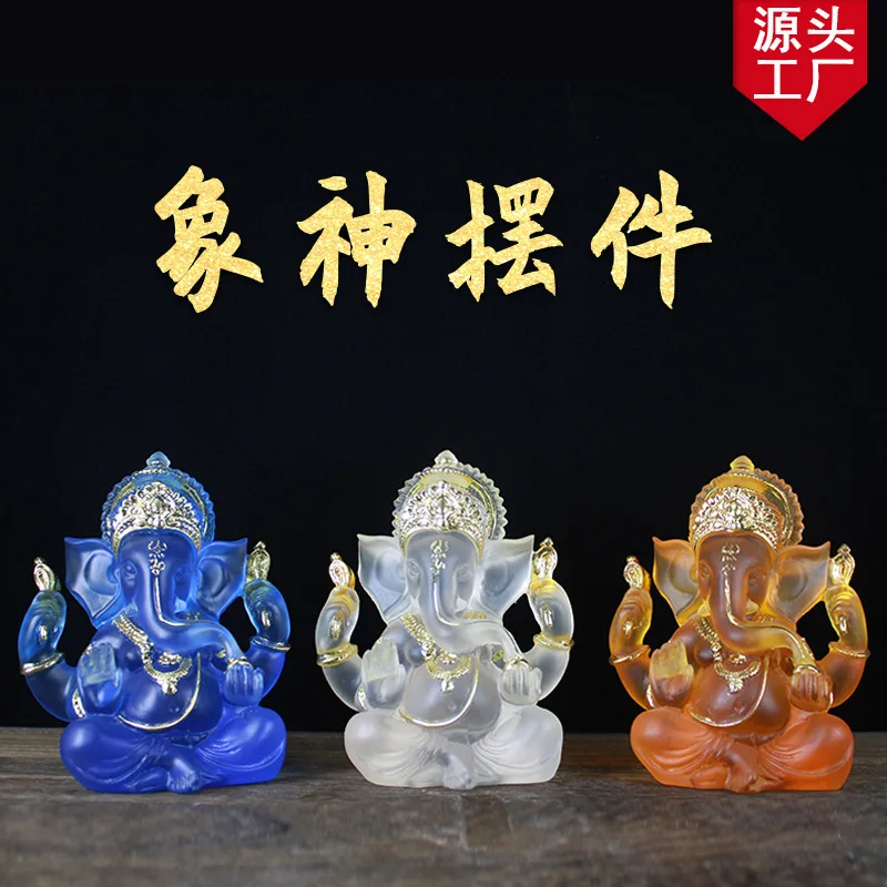 

Ornament Resin Buddha Statue Water Glaze India Elephant Head God South East Asia Elephant Trunk God Sculpture Label One piece