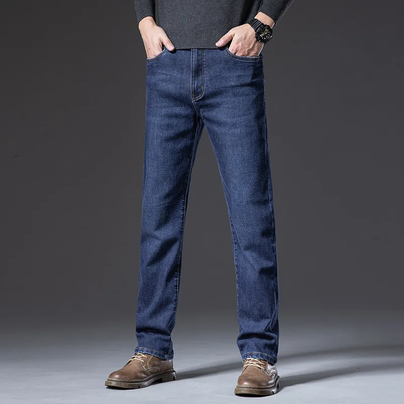 بنطال جينز رجالي بقصة مريحة - وزن شتوي عالي الارتفاع لـ Business Casual