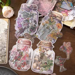 20pcs/pack Fairy Stickers Flowers PET Stickers Collage Junk Journal DIY Scrapbooking Materials Planner Decor Sticker Stationery