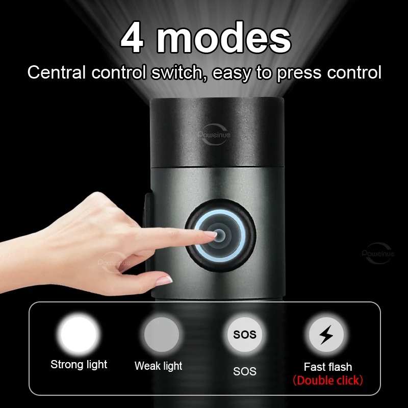 NEW Mini Flashlight 4*LED Stepless Dimming Torch Rechargeable Lamp 3000LM Small Flashlight Outdoor 18350 Battery Lantern Camping