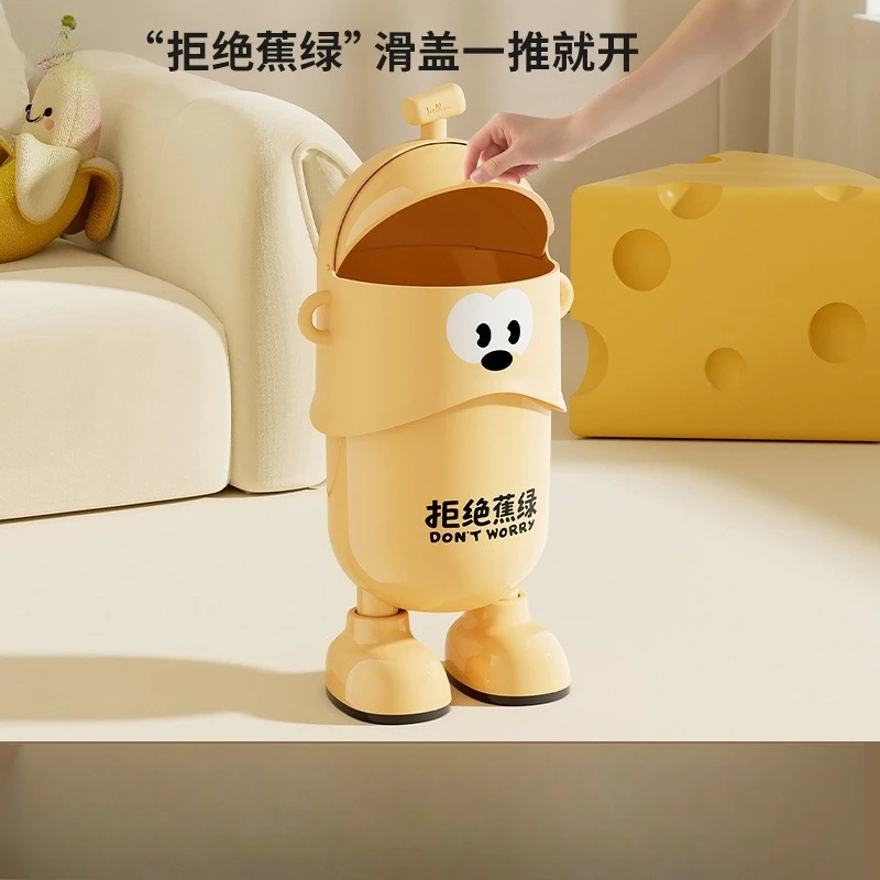 

Creative Trash Can with Lid for Home Large Thick Cartoon Design No Bend Plastic Waste Bin for Living Room Bedroom