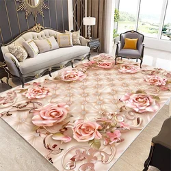 Nordic Light Luxury Living Room Carpet Flower Home Decora Carpet   Bedroom Lounge Non Slip Floor Mat Washable Children's Rug