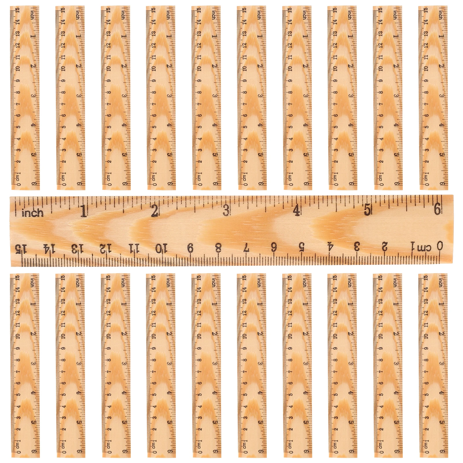 

20pcs Wooden Ruler Lightweight Durable Straight Edges Drawing Tools Classroom Kids School Supplies Cartoon Scale Measurement