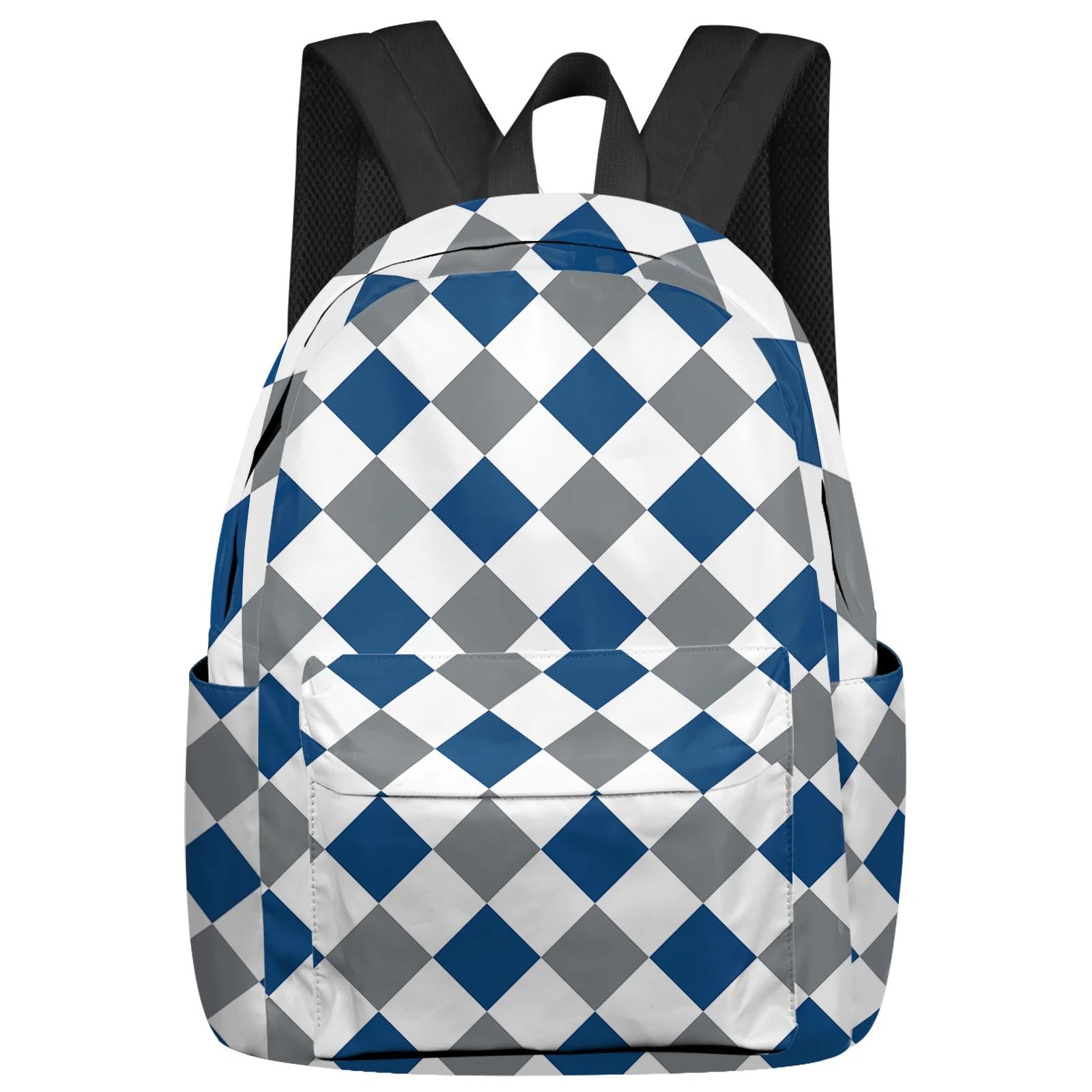 Rhombus Check Texture Blue Gray Feminina Backpacks Teenagers Student School Bags Laptop Backpack Men Women Female Travel Mochila