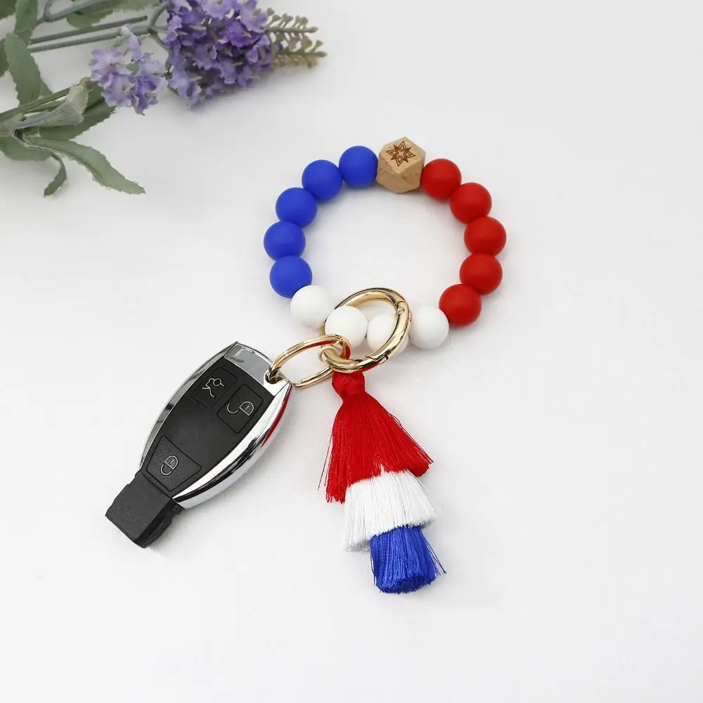 Key Charm Independence Day Pendant Bag Decoration Silicone Car Key Ornament Women Key Ring National Style Keychain Hand Rope