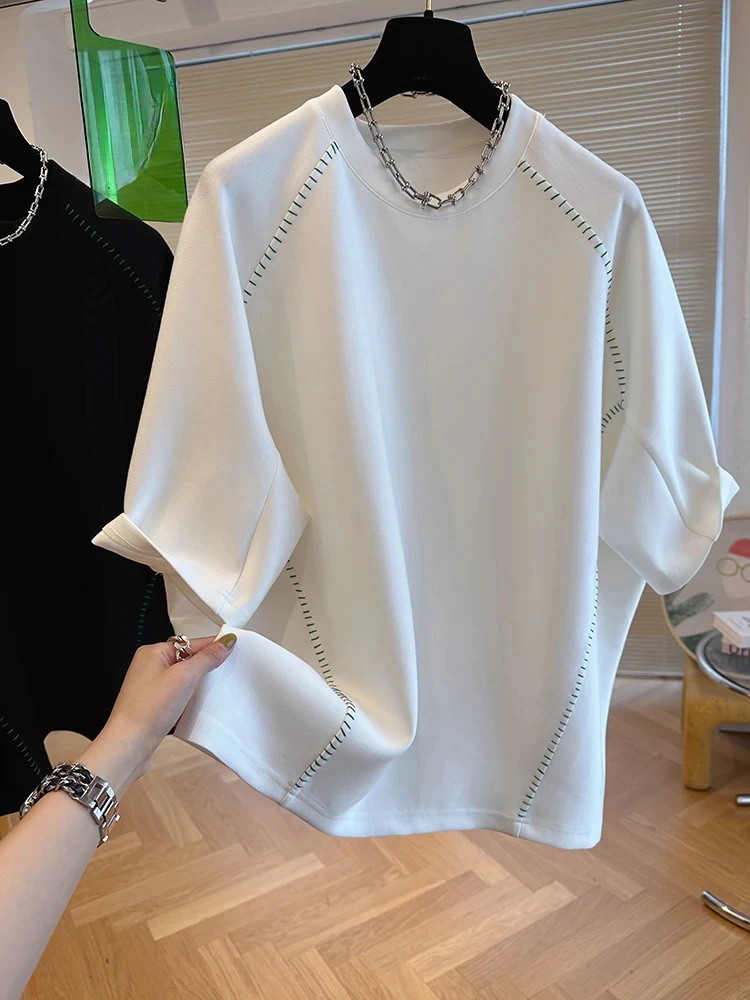 

Women Summer T-shirt Loose Short-sleeved Casual Basic Shirt O Neck Solid Color Oversize Top Chic Design Ladies Clothing ZT139