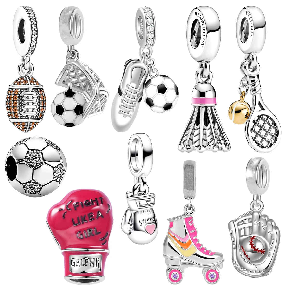 

Hot Sale Football Rugby Roller Skates Dangle Charm Bead DIY Women Fashion Jewelry Gift Fit Original 925 Sterling Silver Bracelet