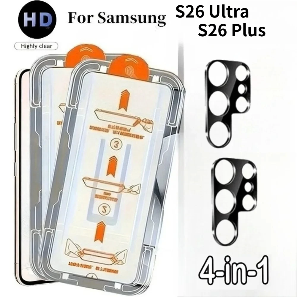 

4IN1 Простая установка Беспыльное хранилище для Samsung S26 S25 Edge S24 Ультрапылевая пленка из закаленного стекла и защитная пленка для объектива