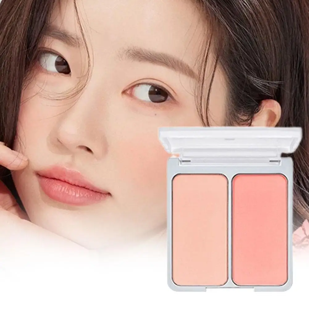 Twee-in-één tweekleurige matte blush - Lage verzadiging Verhelderend Natuurlijk krimpend Uitbreidende langdurige mengbare gezichtsmake-up
