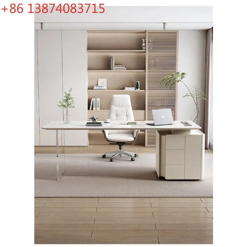 

A Italian Stone Plate Desk Chair Combination Light Luxury Modern Study Boss