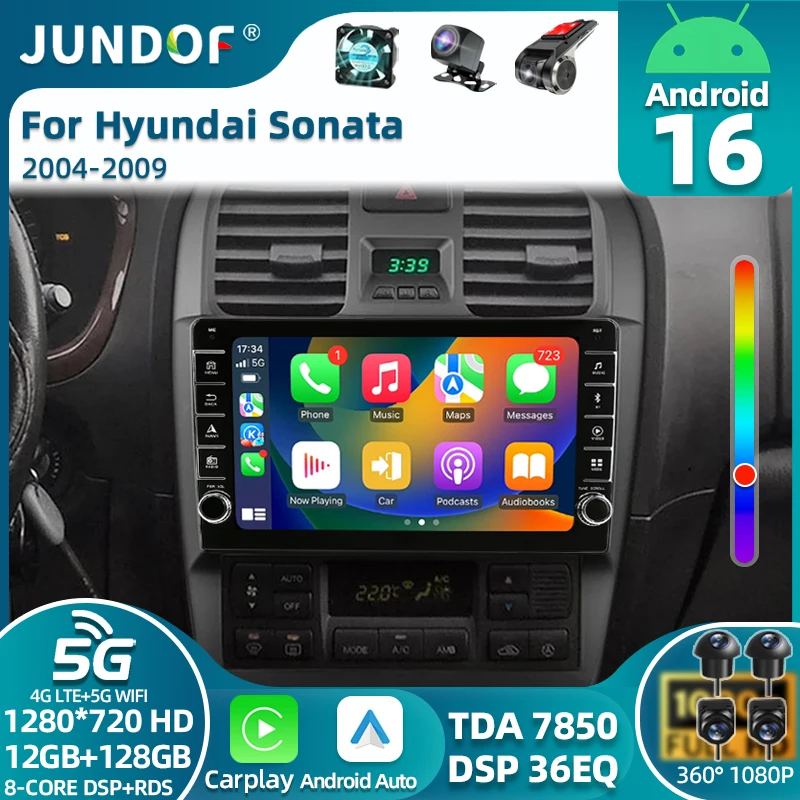 Android 16 4G+WIFI For Hyundai Sonata 2003-2009 Car Radio Multimedia Video Player 2 din dvd Carplay GPS Autoraido